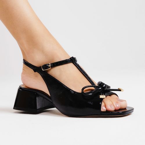 Slingback Peep Toe Couro Preto Cecconello 2687001-2