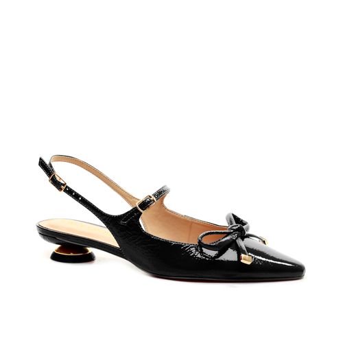 Slingback Couro Preto Salto Baixo Cecconello 2645008-3