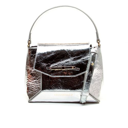 Bolsa Aurora Couro Prata Cecconello C2952-2