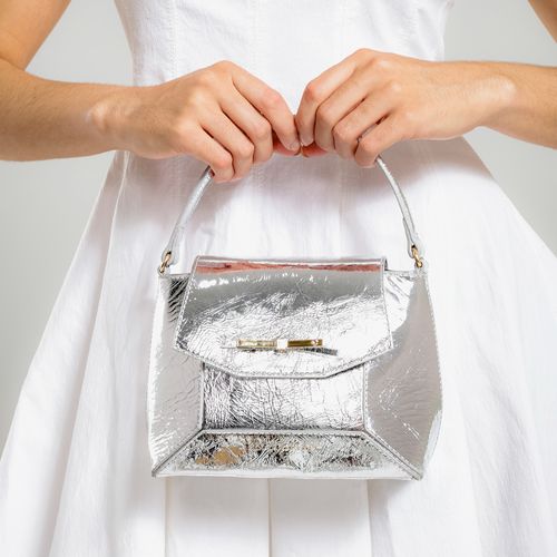 Bolsa Aurora Couro Prata Cecconello C2952-2