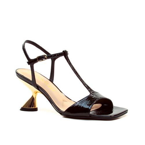 Sandália Couro Preto Salto Médio Cecconello 2656004-5