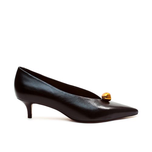 Scarpin Couro Preto Salto Baixo Cecconello 2629014-1
