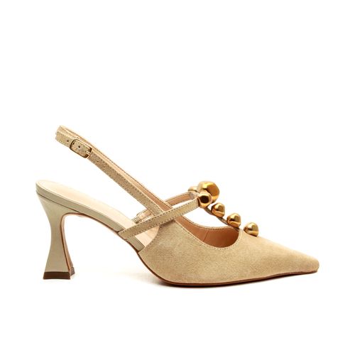 Slingback Couro Creme Salto Médio Cecconello 2632011-2