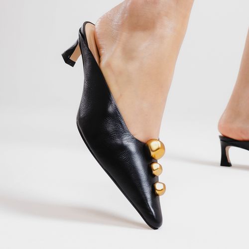 Mule Couro Preto Salto Baixo Cecconello 2639010-3