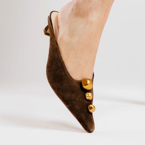Mule Couro Marrom Salto Baixo Cecconello 2639010-1