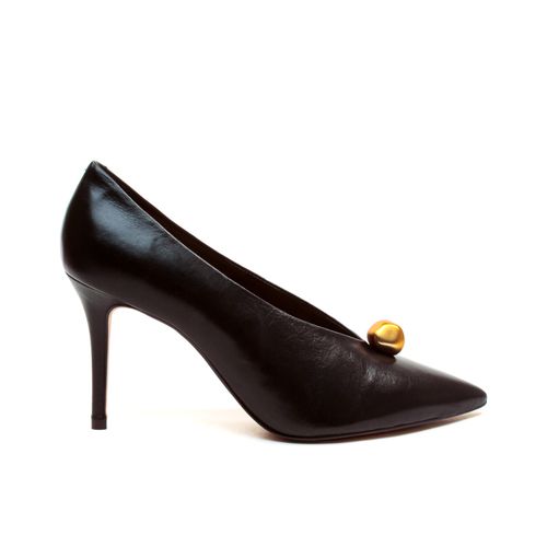 Scarpin Couro Preto Salto Alto Cecconello 2643009-1