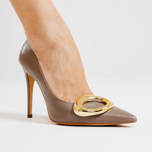 Scarpin Couro Marrom Salto Alto Cecconello 2624011-2