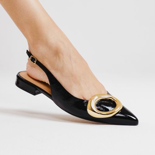 Sapatilha Slingback Couro Preto Cecconello 2628004-2