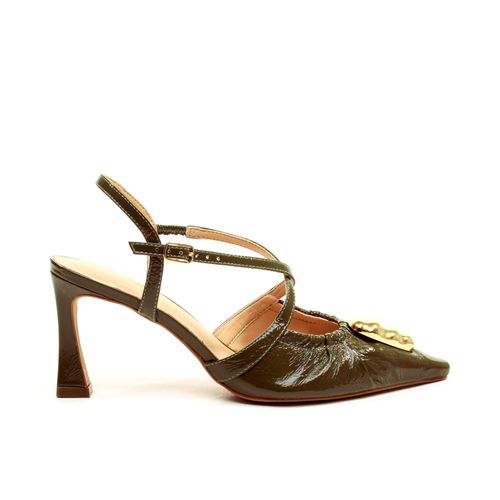 Slingback Couro Verde Salto Médio Cecconello 2640009-2