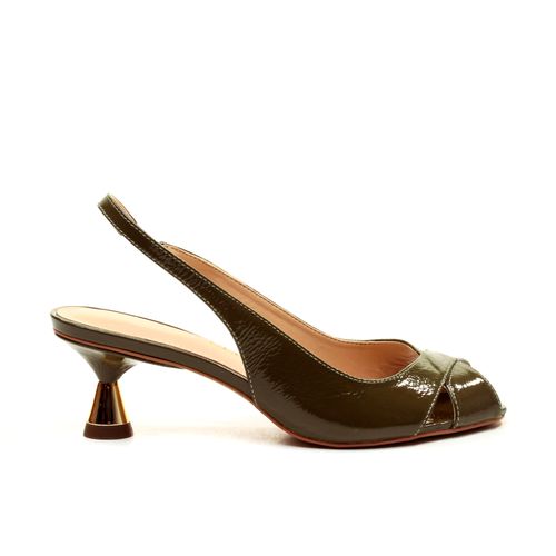 Slingback Couro Verde Salto Baixo Cecconello 2705002-2