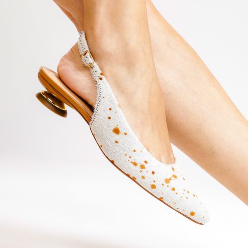Slingback Couro Branco Salto Baixo Cecconello 2645001-12