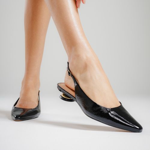 Slingback Couro Preto Salto Baixo Cecconello 2645001-13