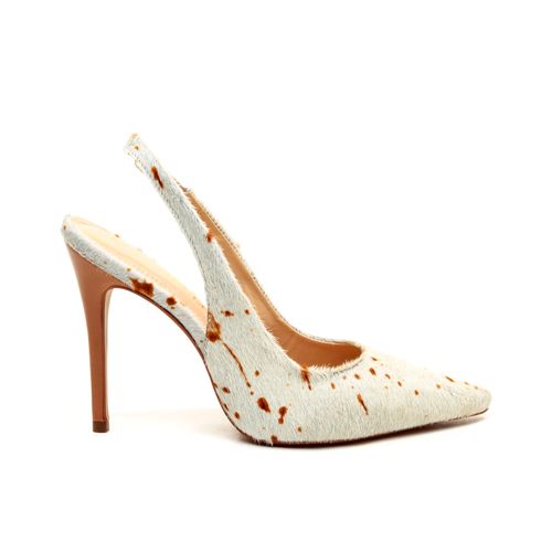 Slingback Couro Branco Salto Alto Cecconello 2706001-1