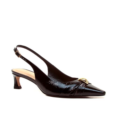 Slingback Couro Preto Salto Baixo Cecconello 2639011-5