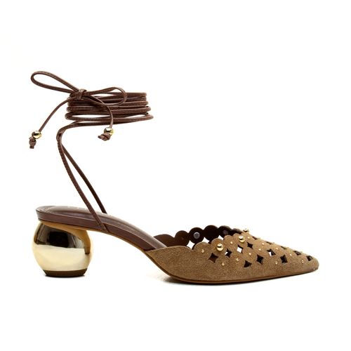 Slingback Couro Marrom Salto Médio Cecconello 2733001-2