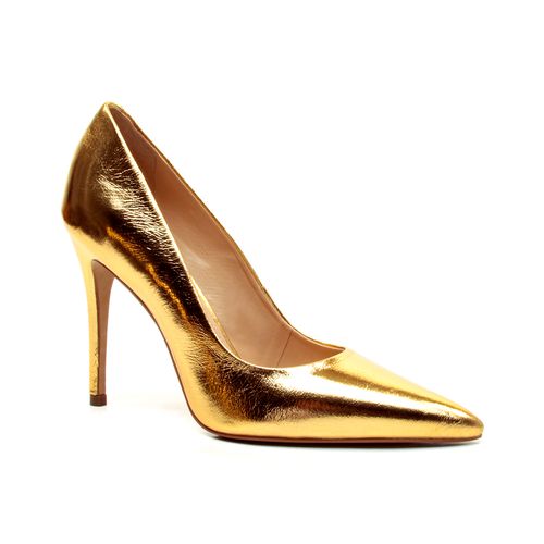 Scarpin Couro Ouro Salto Alto Cecconello 2130008-107