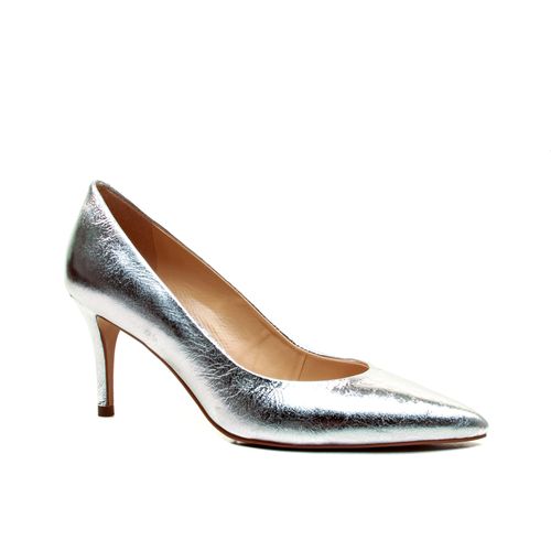 Scarpin Couro Prata Salto MÉdio Cecconello 2399001-36