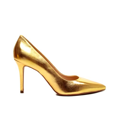 Scarpin Couro Ouro Salto Alto Cecconello 2440001-5