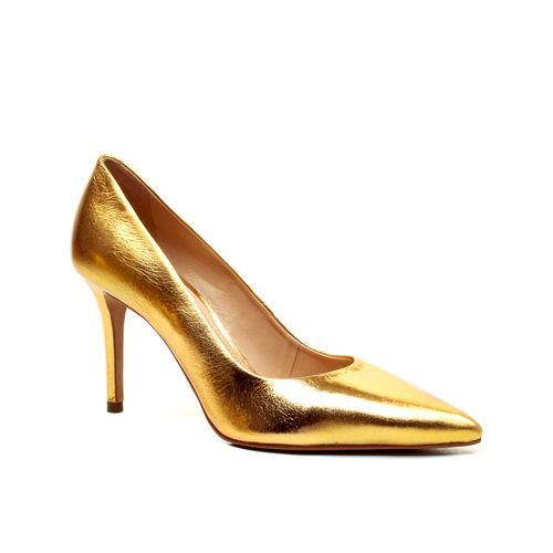 Scarpin Couro Ouro Salto Alto Cecconello 2440001-5