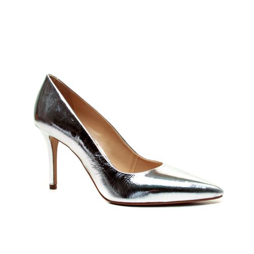 Scarpin Couro Prata Salto Alto Cecconello 2440001-6