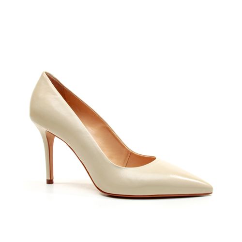 Scarpin Couro Off White Salto Alto Cecconello 2440001-7