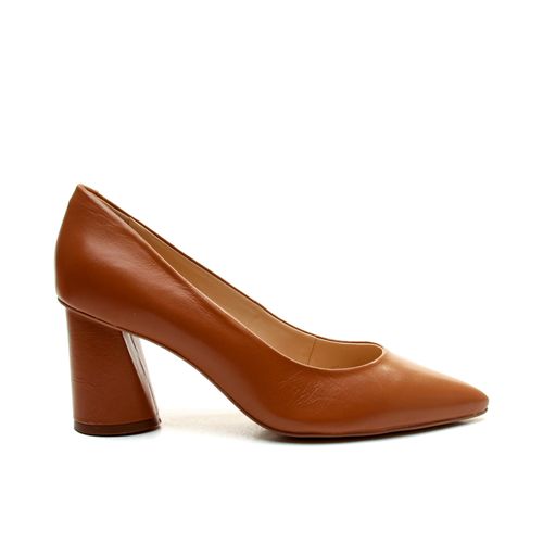 Scarpin Couro Marrom Salto Bloco Médio Cecconello 2630001-12