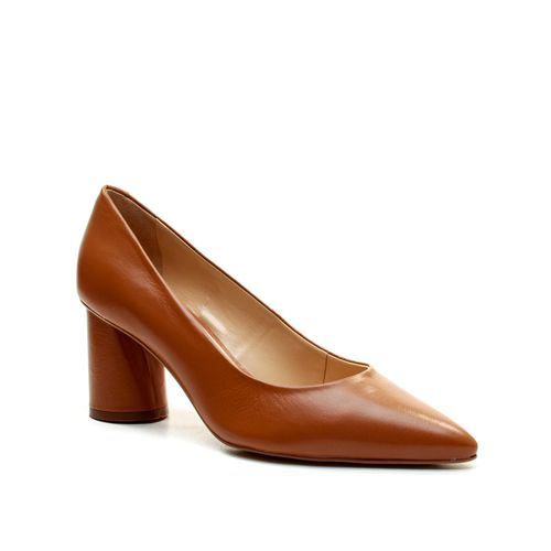 Scarpin Couro Marrom Salto Bloco Médio Cecconello 2630001-12