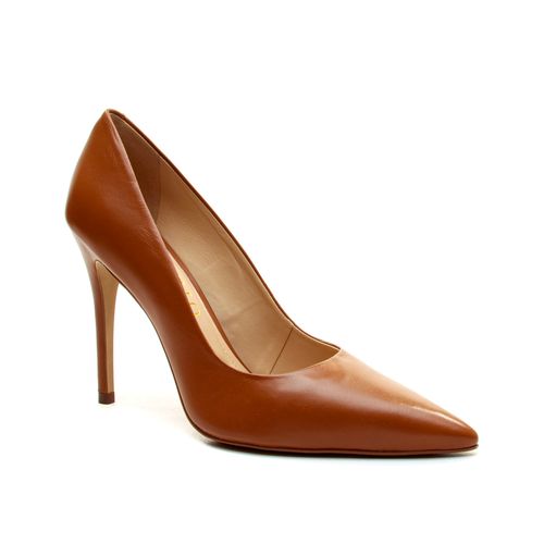Scarpin Couro Marrom Salto Alto Cecconello 2130008-109