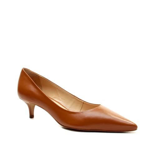 Scarpin Couro Marrom Salto Baixo Cecconello 2629001-13