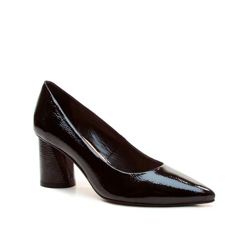 Scarpin Couro Preto Salto Bloco Médio Cecconello 2630001-15