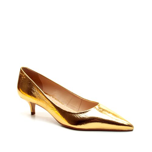 Scarpin Couro Ouro Salto Baixo Cecconello 2629001-11