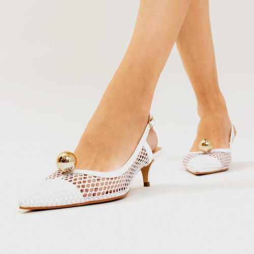 Slingback Couro Branco Salto Baixo Cecconello 2716004-2