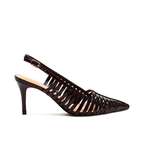 Slingback Couro Preto Salto Médio Cecconello 2717005-1