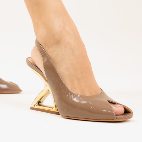 Slingback Peep Toe Couro Nude Cecconello 2773001-3