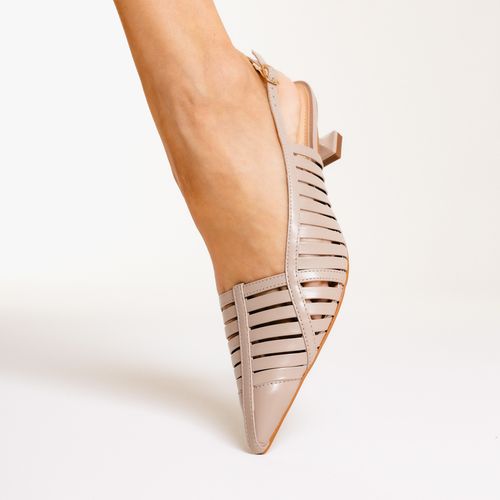 Slingback Couro Nude Salto Baixo Cecconello 2777001-1