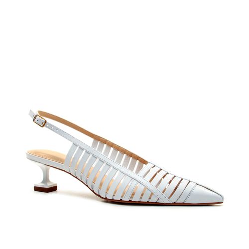 Slingback Couro Branco Salto Baixo Cecconello 2777001-3